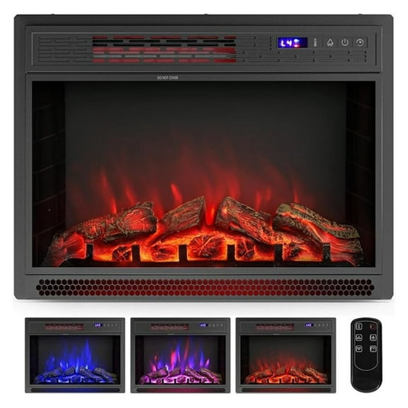 28 Inch Electric Fireplace Inserts in-Wall Recessed and Freestanding Fireplace Heater, 1400W Electric Room Heater Indoor with 3D Adjustable Flame, Control, Thermostat and Timer