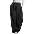thumbnail image 2 of Delayuji Women's Baggy Jogging Bottoms Wide Leg Pants High Waist Elastic Casual Suit Chic Loose Fit Outdoor Straight Trousers With Pockets, 2 of 7