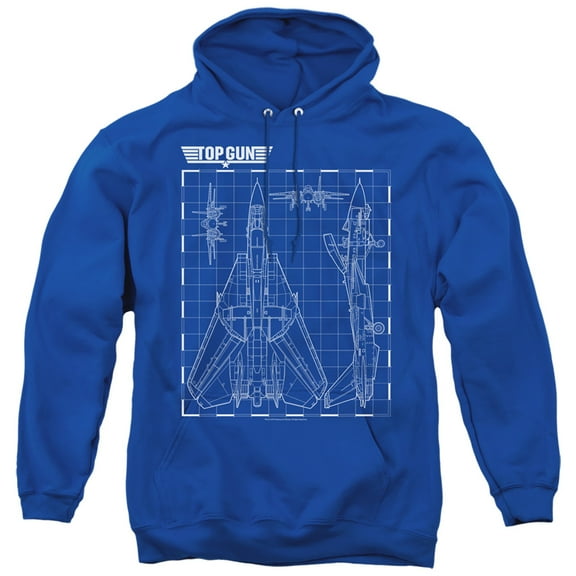 Top Gun Schematic Unisex Adult Pull-over Hoodie for Men and Women, Royal Blue, Small
