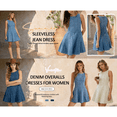 thumbnail image 4 of Womens Summer A Line Denim Overalls Dresses Casual Sleeveless Babydoll Zipper Tank Mini Jean Dress, 4 of 7