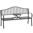 thumbnail image 1 of Outsunny Banc d'Extérieur avec Table Centrale Rétractable pour Causeuse de Patio - Ensemble de 1 Noir, 1 of 9