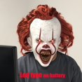 thumbnail image 1 of Pennywise Horror Cosplay de Stephen King, máscaras de payaso asesino de pelo rojo aterrador, casco de látex LED, fiesta de Halloween, utilería de disfraz de Carnaval Fivean unisex, 1 of 2