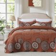 thumbnail image 6 of 3-Piece King Size Bedspread Coverlet Set - Orange Mandala Quilt with 2 Pillow Shams, Microfiber, 6 of 7