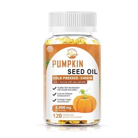 NL Pumpkin Seed Oil 3000mg, Cold Pressed Softgels for Hair Growth & Men's Health Support, 120 Count