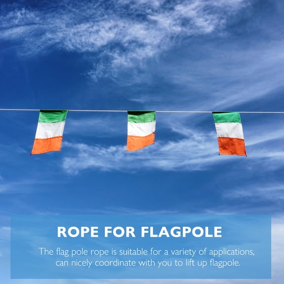OUNONA White Cotton Flagpole Rope Replacement, Outdoor Halyard Rope for Flagpoles, 1 Piece
