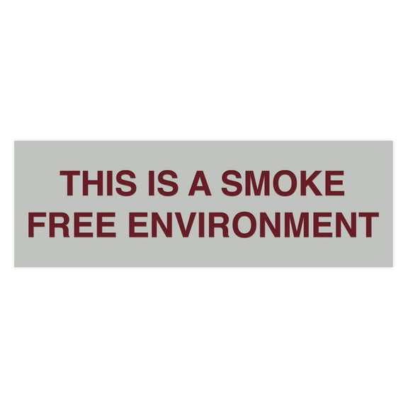 Basic This is a Smoke Free Environment Sign (Light Grey / Burgundy) - Small
