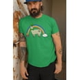 thumbnail image 3 of Old Glory Mens St. Patrick's Day Llama Cute Pot Of Gold Short Sleeve Graphic T Shirt, 3 of 6