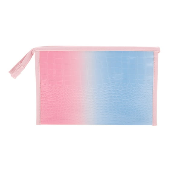 Unique Bargains 1 Pc Crocodile Pattern Makeup Bag Pink Blue PU