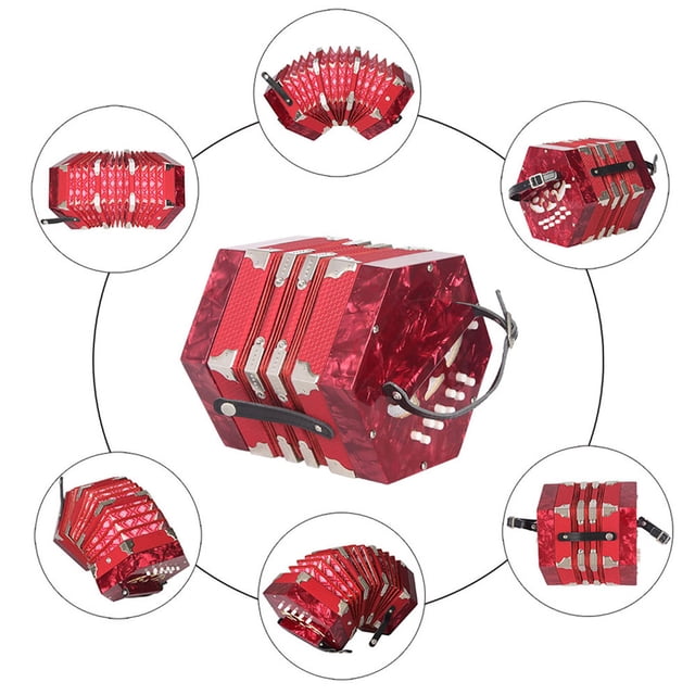Carrying Concertina Accordion 20-Button 40-Reed Anglo Style with Carrying Bag