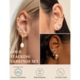 thumbnail image 4 of LOLIAS Set de 15 pares de aretes planos con baño de oro de 14K, 4 of 9