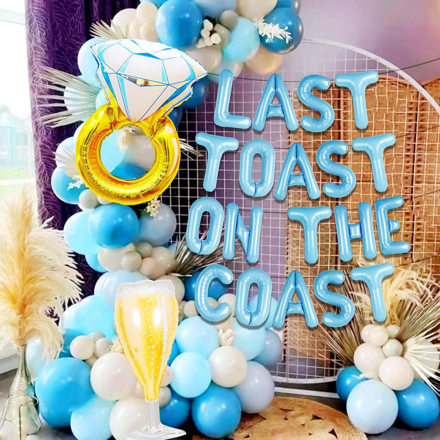 Costiera Bachelorette Decor Kit Completo 'Last Toast On The Coast' - Sfondo, Striscione E Palloncini Per Addio Al Nubilato