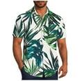 thumbnail image 3 of VBTAPA Mens Hawaiian Floral Shirt Short Sleeve Palm Tree Printed Button Down Shirts Summer Beach Vacation Tops Sales of Today Green XXXL, 3 of 7