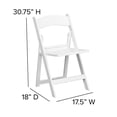 thumbnail image 4 of Flash Furniture 4 Pack 800 lb. Capacity White Resin Folding Chair with Slatted Seat, 4 of 13