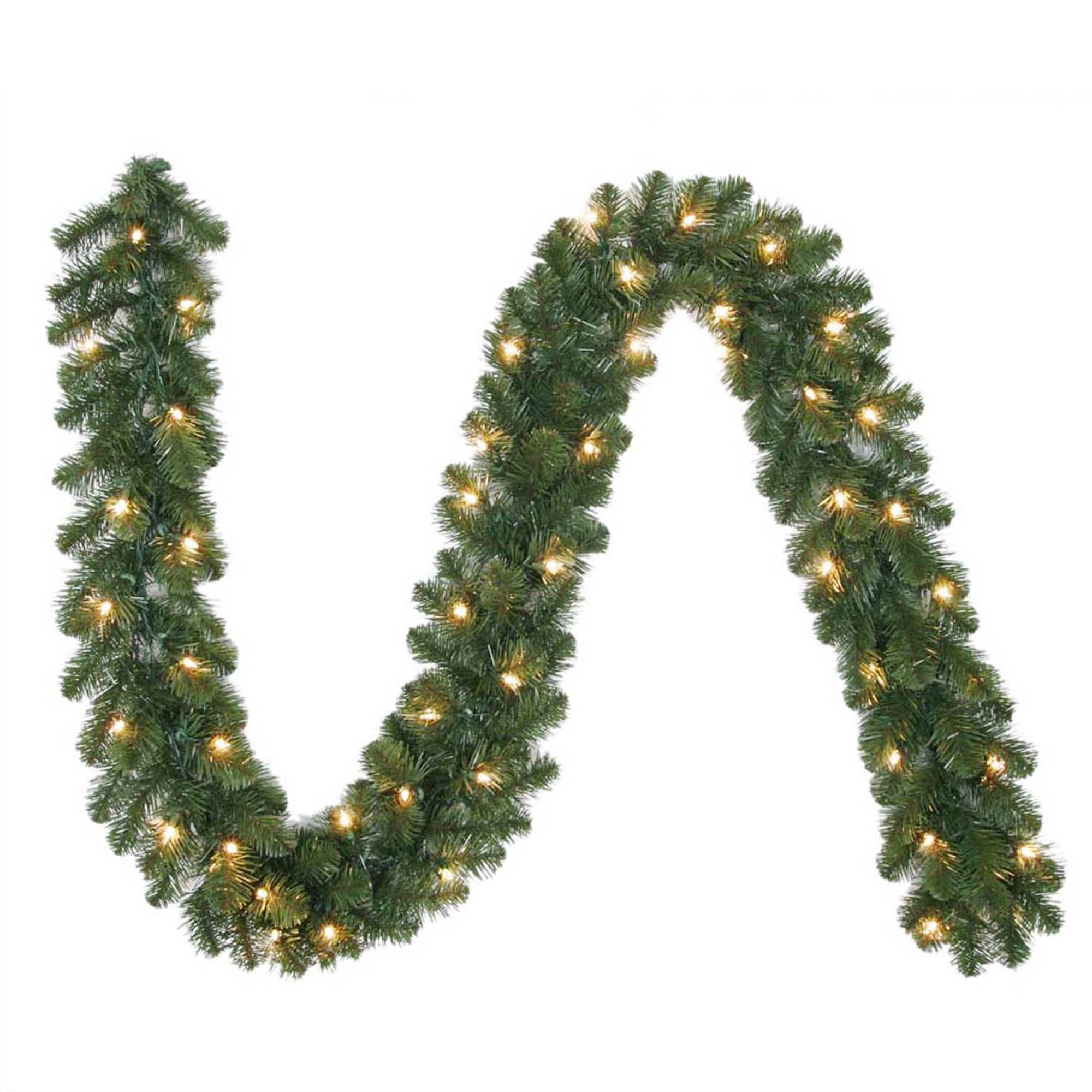Holiday Time Madison 9' Pre-Lit Pine Christmas Garland - Green, 150 tips; incandescent lights