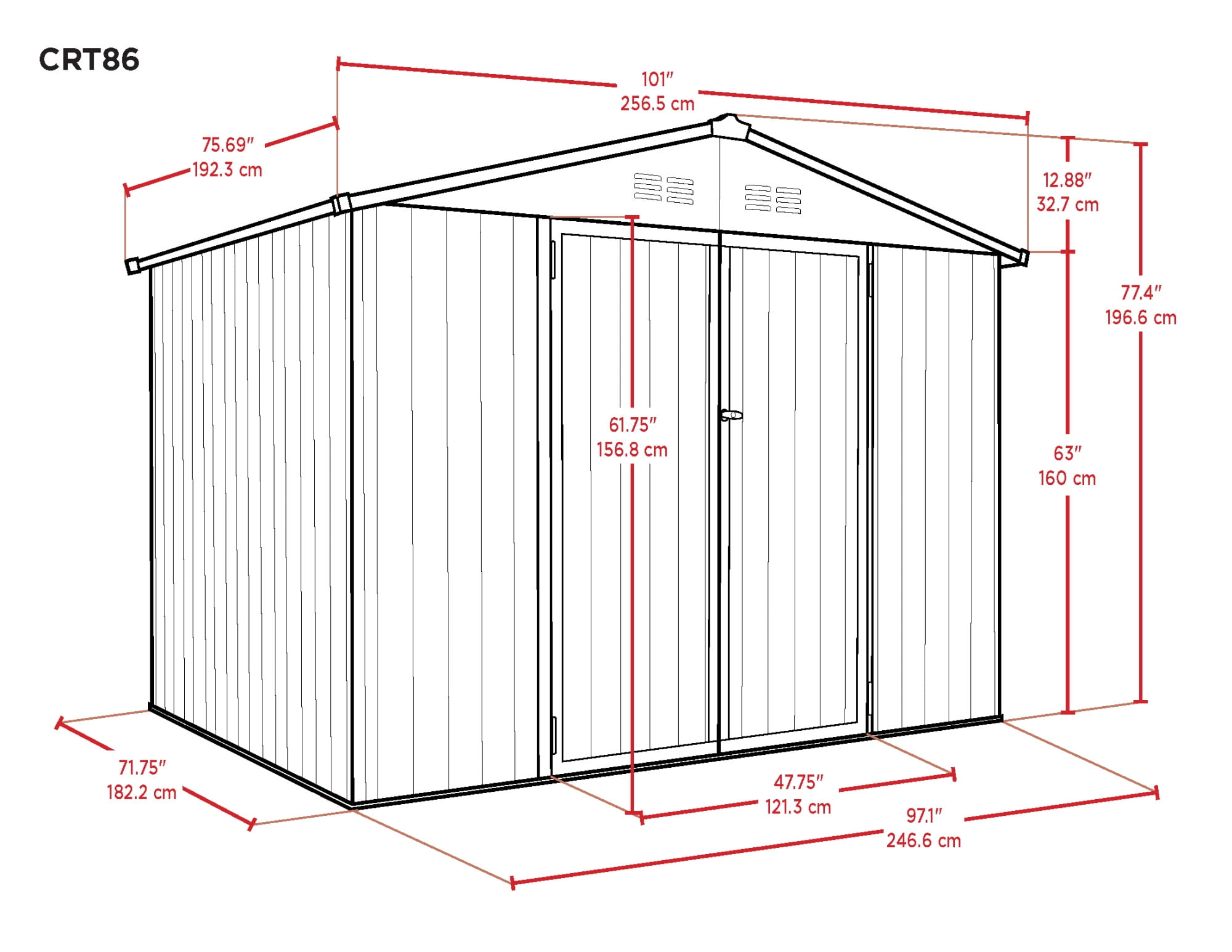 COVER-IT Metal Outdoor Lockable Storage Shed for Backyard Storage, 8' x 6'