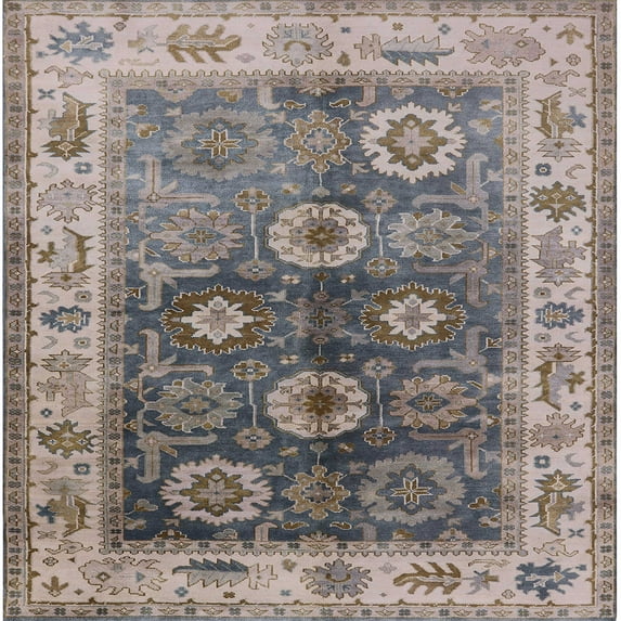 Ahgly Company Indoor Square Mid-Century Modern Puce Purple Oriental Area Rugs, 3' Square