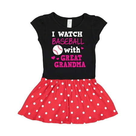 

Inktastic I Watch Baseball with My Great Grandma Gift Toddler Girl Dress