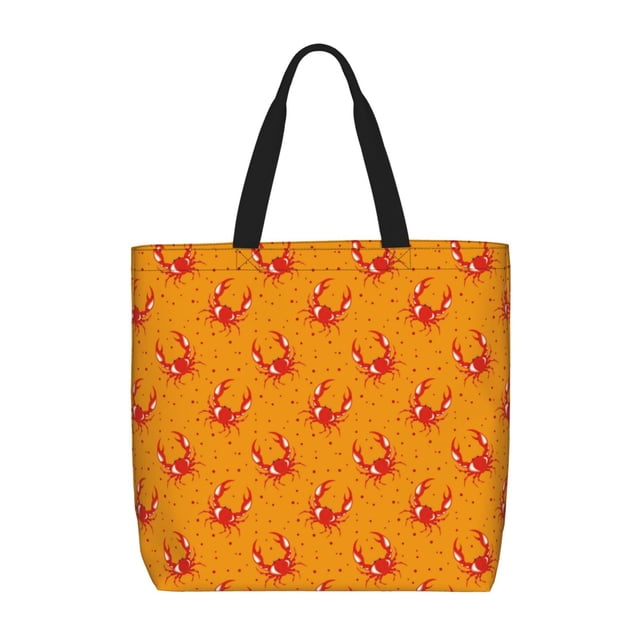 Fotbe Red Crab Bolsa Tote con Estampado para Mujer, Bolsos con Cremallera, Bolsa de Hombro Casual de Gran Capacidad con Bolsillos Internos