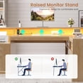 thumbnail image 6 of 64.4" Modern L Shaped Desk with Drawers, Fluted Home Office Desk with LED Lights and Power Outlets, Wood Executive Desk with File Cabinet Monitor Stand, Oak, 6 of 8