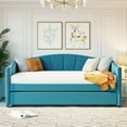 thumbnail image 7 of Twin Upholstered Daybed, Modern Tufted Daybed Sofa Bed With Trundle Bed and Wood Slat Support, Twin Bed Platform Frame for Living Room Bedroom, No Box Spring Needed, Blue, 7 of 7
