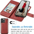 thumbnail image 3 of For iPhone 15 Pro Case, Apple iPhone 15 Pro 6.1" 5G Wallet Case, Tiflook PU Leather Card Holder Flip Cover [Detachable Magnetic] Wine, 3 of 6