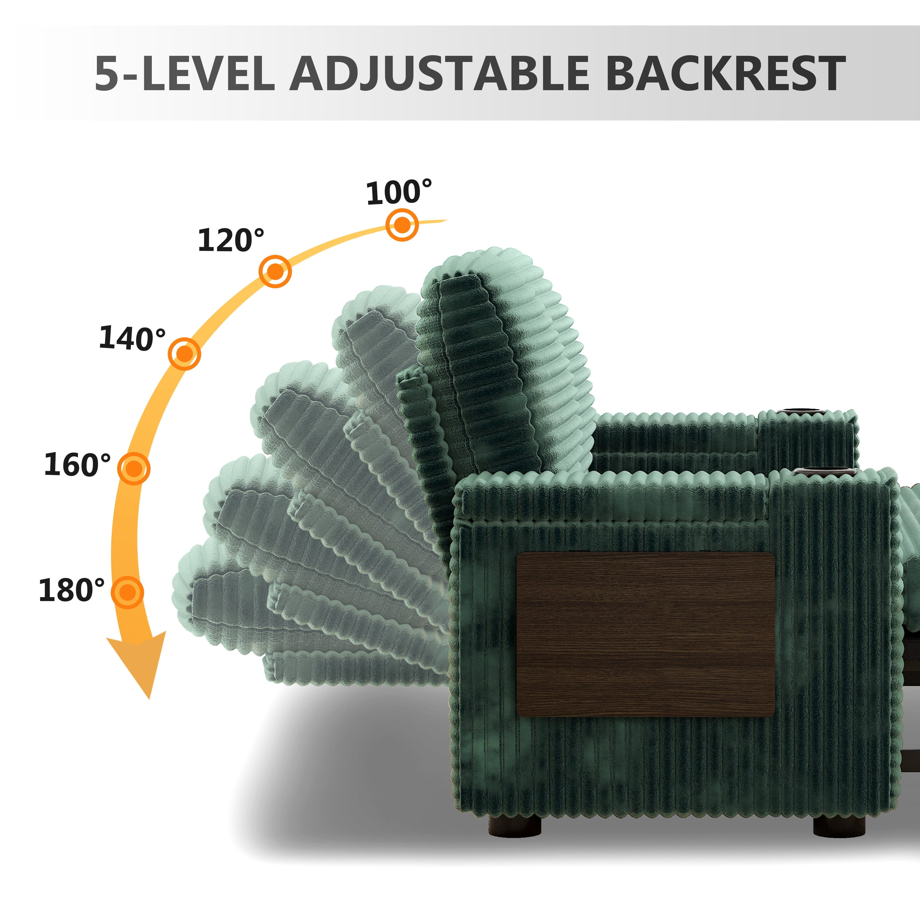 65" Multifunctional Plush Corduroy Loveseat Sleeper Sofa with Pull-Out Bed, Adjustable Backrest, USB Charging Ports, Cup Holders, Side Table & Storage Armrests, Easy Assembly