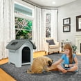 thumbnail image 3 of Dextrus Large Dog House Outdoor Plastic Doghouse Water Resistant Pet House with Adjustable Skylight and Elevated Base for Small, Medium, and Large Dogs, 3 of 9