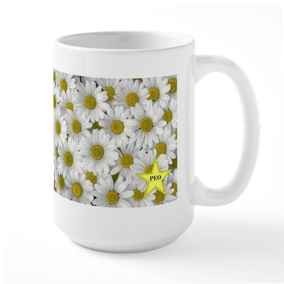 CafePress - PEO Daisy Mug - 15 oz Ceramic Large White Novelty Mug