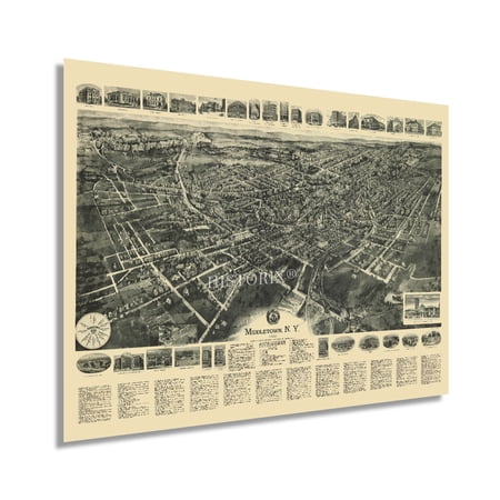 HISTORIX 1922 Middletown New York Map Vintage Poster Wall Art Print, 18 x 24 Inch