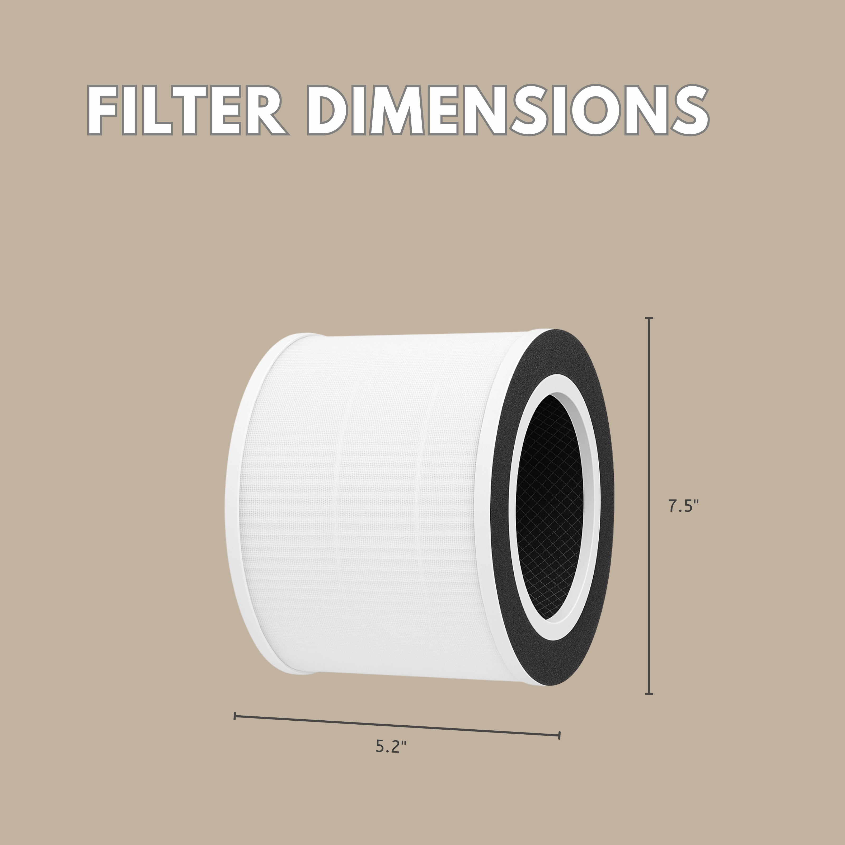 Nispira 4-in-1 True HEPA Replacement Filters Compatible with Tredy Air Purifier TD-1500, 2 Pack