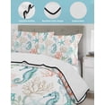 thumbnail image 3 of Twin Quilt Bedding Set, Teal Red Seahorse Coastal Reversible Summer Quilt 3 Pieces, Nautical Beach Coral Starfish Lightweight Bedspreads Coverlets with 2 Pillow Shams for All Seasons, 3 of 5