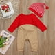 thumbnail image 2 of Bebé recién nacido Niños Chicas Navidad Manga larga Lindo Nariz Roja Dibujos animados Reno Pijama Mono Raya Sombrero Conjunto de traje adecuado para 12-18 meses (90 cm), 2 of 4