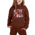 thumbnail image 1 of FAOWME Ensemble de Pyjama à Manches Longues Confort Décontracté pour Enfant Marron 4-5 Ans, 1 of 4