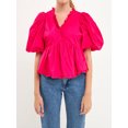 thumbnail image 2 of SUNSIOM Women’s Puff Sleeve Peplum Tops Frill V Neck Solid Color Loose Shirts Spring Fall Blouses, 2 of 6
