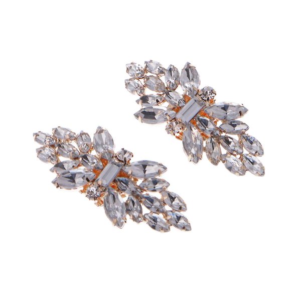 Transparent Clips para zapatos con diamantes de imitación en tono dorado, flor de cristal, boda, Diamante brillante, moda