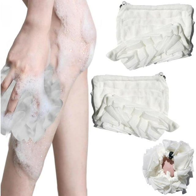 Esponja de baño 2 en 1, esponja de baño Loufee, depurador de ducha para el cuerpo, esponja de baño exfoliante con correa ajustable (talla única, 2 unidades)