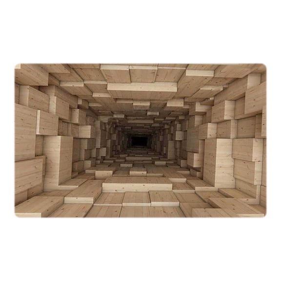 Optical Illusion Rug - Wood Block 3D Light Area Rug - Geometric Rug Indoor Out Door Optical Illusion Carpet for Bedroom Livingroom