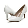 thumbnail image 4 of BURUDANI Women's Fashion Comfort Pointed Toe Stilettos Pump Shoes Slip On Low Heel Dress Shoes WHITE/PAT Size 11, 4 of 5