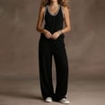 thumbnail image 6 of Enjoytime 2 Piece Lounge Set Women Sleeveless V Neck Tank Tops Wide Leg Pants Matching Sets Summer Plus Size Casual Travel Outfits, 6 of 7