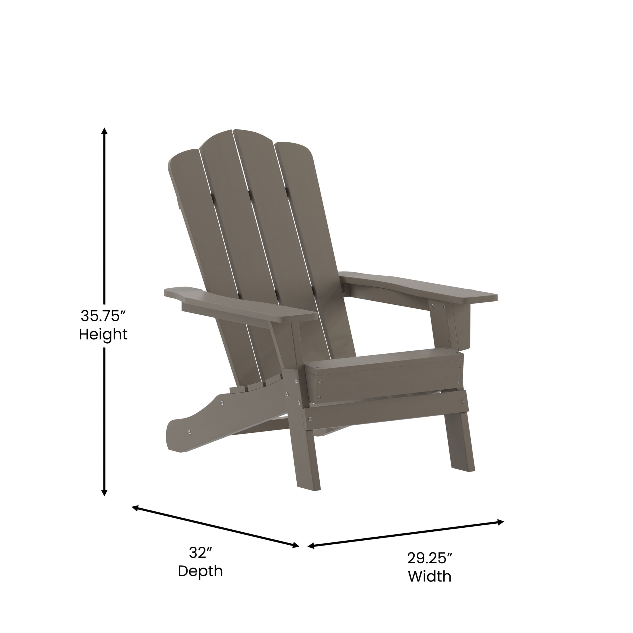 BizChair Adirondack Chair with Cup Holder, Weather Resistant HDPE Adirondack Chair in Brown