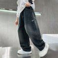 thumbnail image 6 of NOLDARES Boys Jeans Teens Preppy Oversized Baggy Pants High Waisted Wide Leg Baggy Jeans Kids Fashion Straight Leg Loose Denim Pants,Blue,10-12 Y, 6 of 7