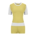 thumbnail image 4 of Hvobtty Blouses Décontractées à Manches Courtes Col Rond pour Femmes, Ensembles Décontractés et d'Été Femmes Unies Manches Courtes Col Rond Blouses Shorts Taille Élastique Ensembles, 4 of 4