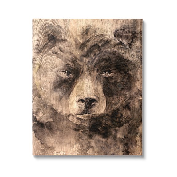 Stupell Industries Rustic Bear Portrait Animals & Insects Painting Gallery Wrapped Canvas Print Wall Art, 24 x 30