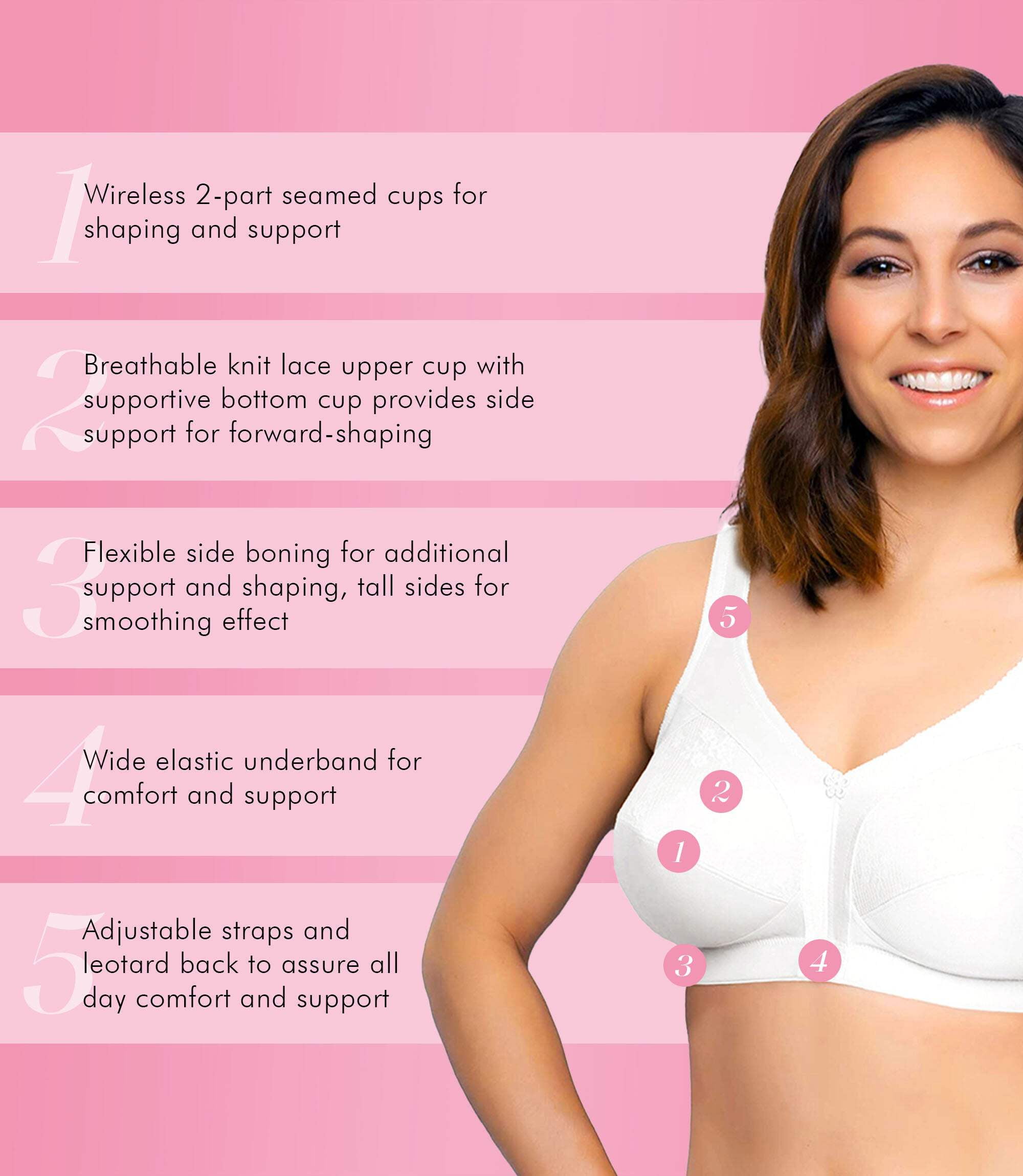 Exquisite Form 5100548 Fully® Slimming Wireless Full-Coverage Bra with Back Closure  Lace