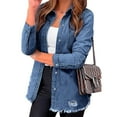 thumbnail image 2 of Abrigo vaquero informal, chaqueta vaquera con solapa para mujer, chaqueta vaquera para mujer, chaqueta vaquera con bolsillos, rendimiento de alta gama, 2 of 5