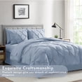 thumbnail image 2 of Bourina 3-Piece Queen Size Comforter Set, Pleated Wrinkle-Resistant Microfiber Bedding, Blue,All-Season, 2 of 7