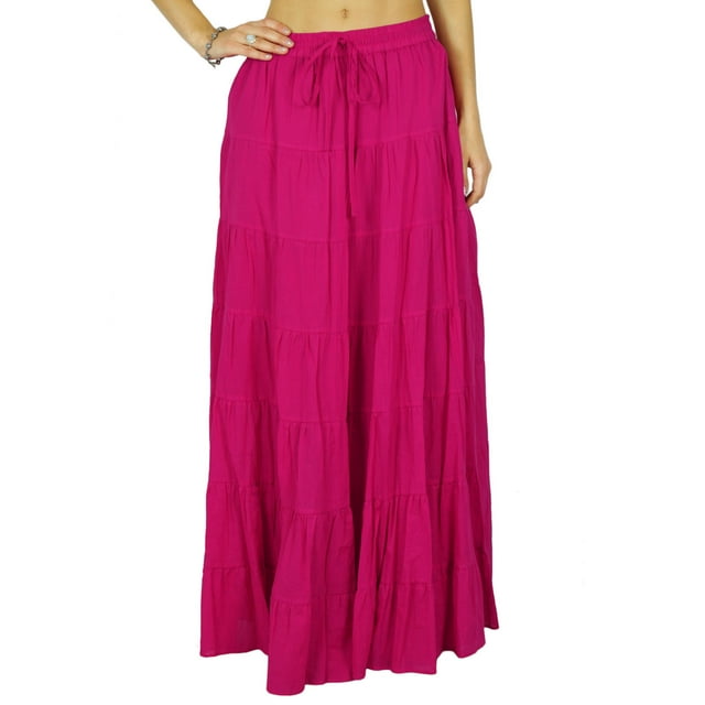 Phagun Jupe Longue Maxi Jupe Tenue de Plage Coton Tenue d'Été