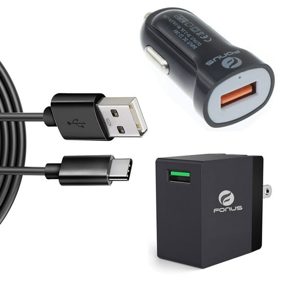 USB Cable Fast Home Car Charger for Samsung Galaxy S23 FE Phone - Type-C 6ft Long Travel Power Adapter for Samsung Galaxy S23 FE 6.4" (Fan Edition) Model