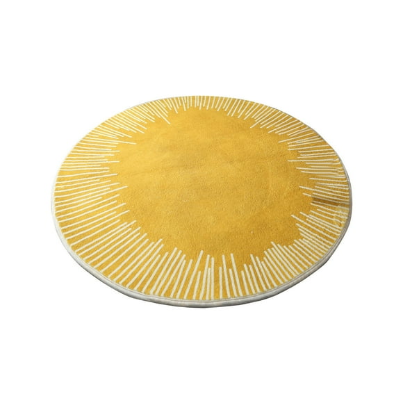 Modern Rug 23.6" Round Contemporary Abstract Rug Geometric Area Rug Carpet for Bedroom Nonslip Circle Rugs Artistic Faux Wool Rug Shaggy Farmhouse Rug for Living Room Dorm Decor