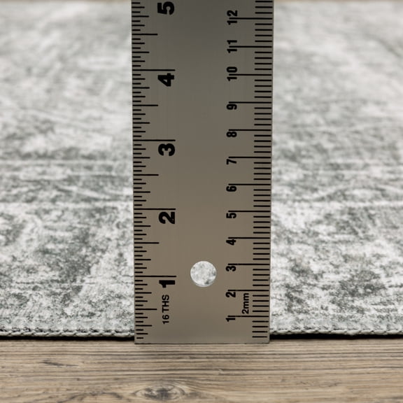 HomeRoots 510656 2 x 8 ft. Gray & Ivory Oriental Printed Stain Resistant Non Skid Runner Area Rug